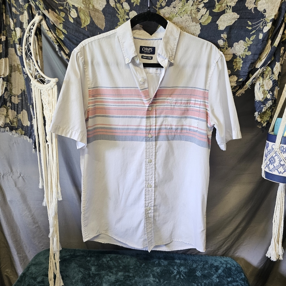 Chaps | Easy Care Cotton Shirt Sleeve Collared Button Down size Small